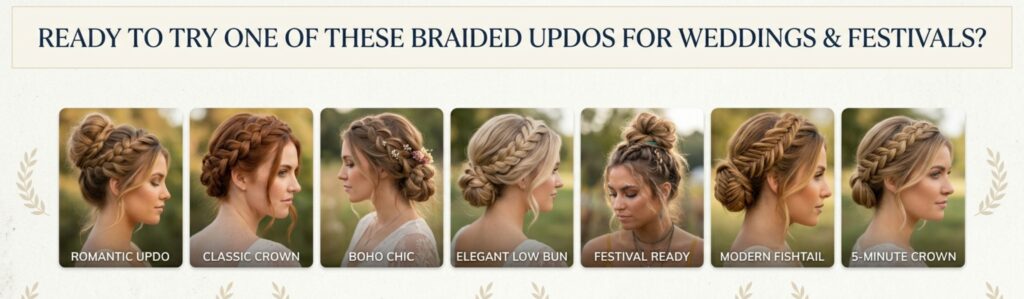 Ready to try one of these 7 braided updos for weddings & festivals?